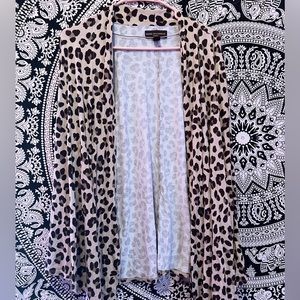 Cheetah print long sleeve open front cardigan